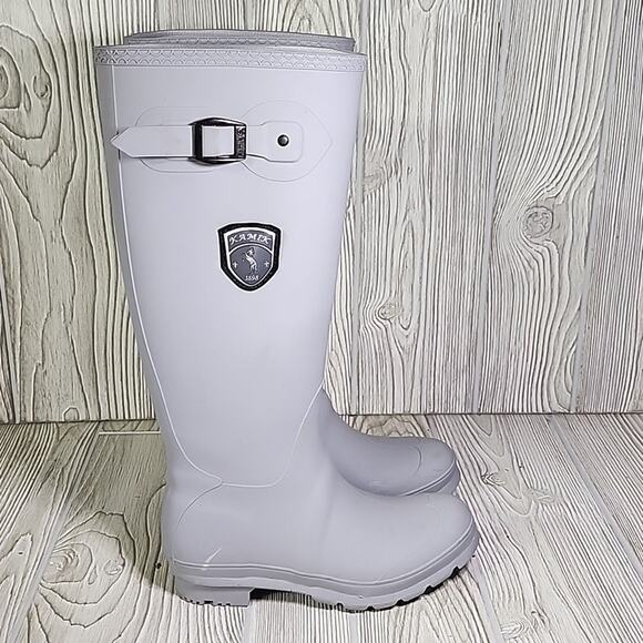 Kamik Jennifer Light Grey Charcoal Tall Rain Boots Womens Size 6 - Picture 2 of 16